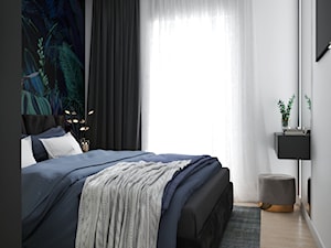 Mieszkanie z klimatyczną sypialnią - Mała biała czarna sypialnia, styl minimalistyczny - zdjęcie od DEZEEN ARCHITEKCI Natalia Pęcka