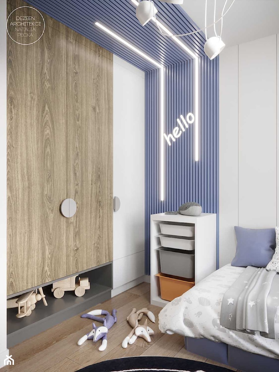 Wnętrze domu z drewnianymi elementami - Pokój dziecka, styl nowoczesny - zdjęcie od DEZEEN ARCHITEKCI Natalia Pęcka
