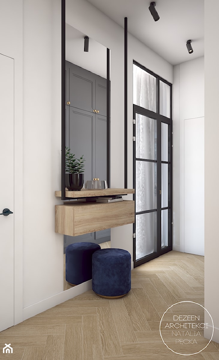 Mieszkanie z cegłą i miedzią - Hol / przedpokój, styl minimalistyczny - zdjęcie od DEZEEN ARCHITEKCI Natalia Pęcka