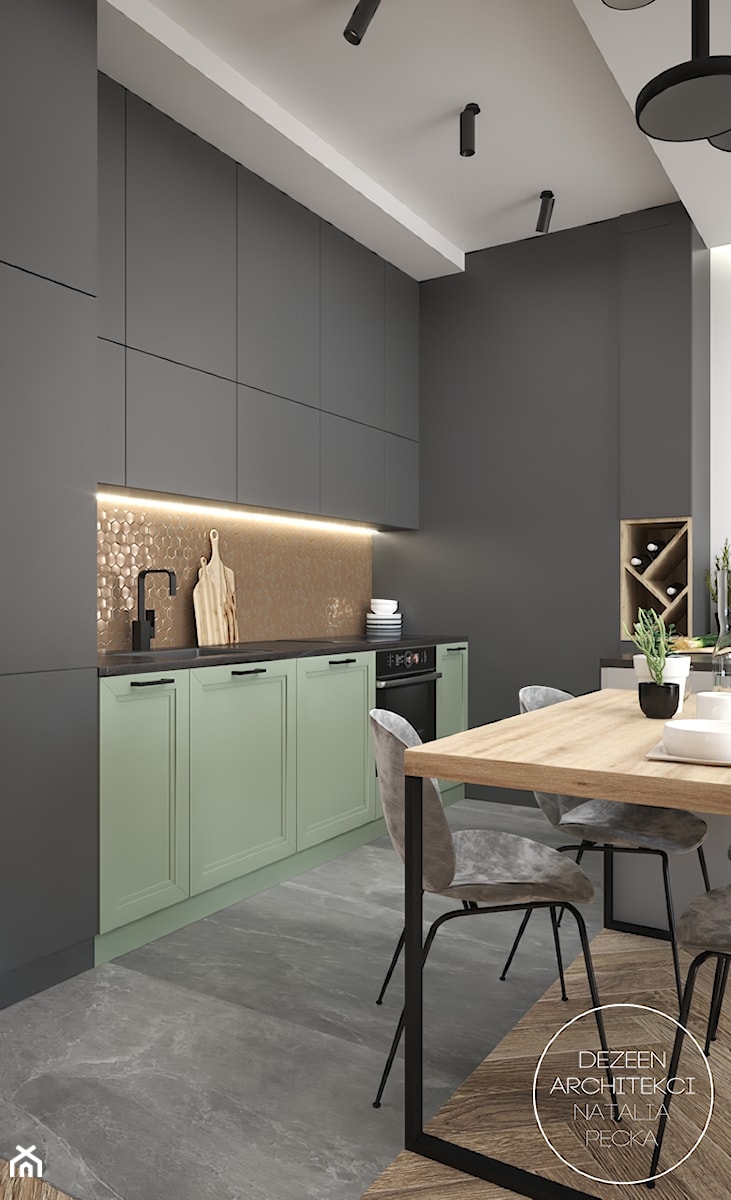Mieszkanie z cegłą i miedzią - Kuchnia, styl minimalistyczny - zdjęcie od DEZEEN ARCHITEKCI Natalia Pęcka