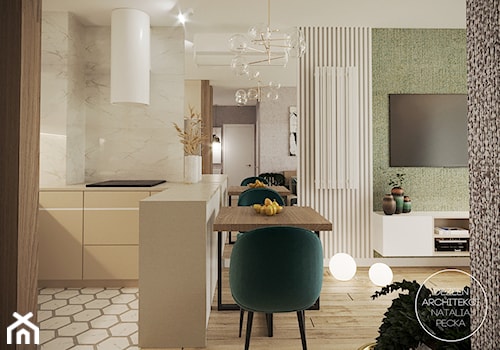 Przytulne mieszkanie z pistacjowymi akcentami - Jadalnia, styl nowoczesny - zdjęcie od DEZEEN ARCHITEKCI Natalia Pęcka