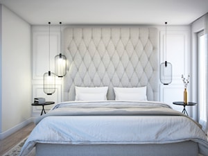 Dom w zimowej tonacji - Duża biała sypialnia, styl nowoczesny - zdjęcie od DEZEEN ARCHITEKCI Natalia Pęcka