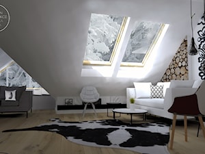 Apartament na poddaszu w Zakopanem - Średni biały salon, styl skandynawski - zdjęcie od DEZEEN ARCHITEKCI Natalia Pęcka