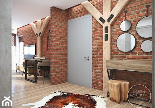 Mieszkanie w stylu industrialnym - Średni brązowy hol / przedpokój, styl industrialny - zdjęcie od DEZEEN ARCHITEKCI Natalia Pęcka