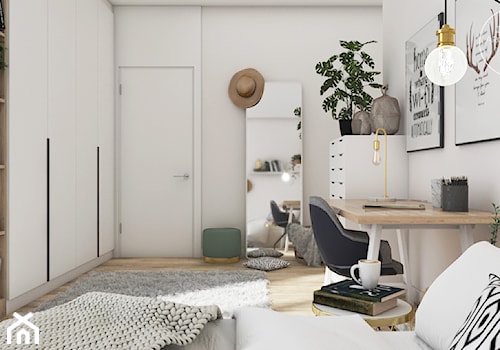 Pokój nastolatki w stylu boho - Średnia biała z biurkiem sypialnia, styl vintage - zdjęcie od DEZEEN ARCHITEKCI Natalia Pęcka