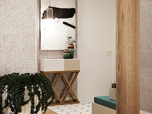 Przytulne mieszkanie z pistacjowymi akcentami - Hol / przedpokój, styl skandynawski - zdjęcie od DEZEEN ARCHITEKCI Natalia Pęcka