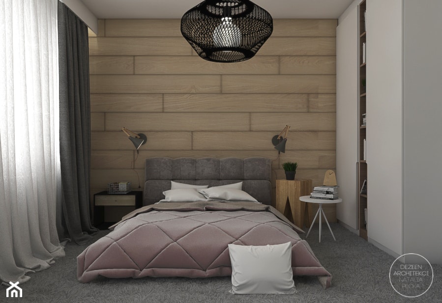 Mieszkanie w stylu skandynawskim - Średnia szara sypialnia, styl skandynawski - zdjęcie od DEZEEN ARCHITEKCI Natalia Pęcka