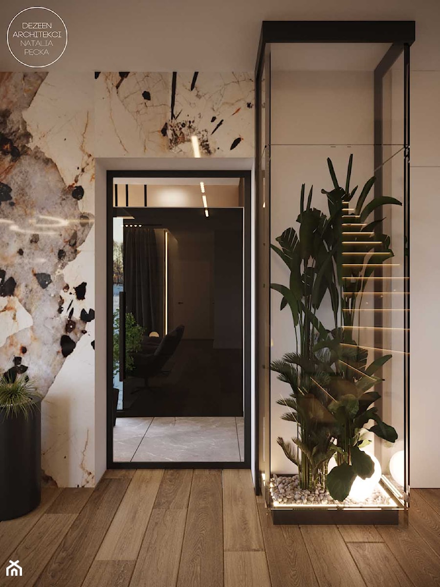Przestronne wnętrze domu w nowoczesnym wydaniu - Salon, styl nowoczesny - zdjęcie od DEZEEN ARCHITEKCI Natalia Pęcka
