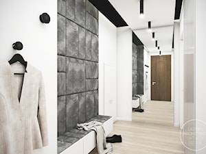 Mieszkanie Black&White - Średni z wieszakiem biały hol / przedpokój, styl nowoczesny - zdjęcie od DEZEEN ARCHITEKCI Natalia Pęcka