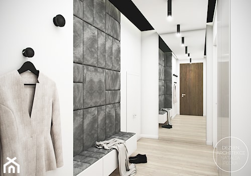 Mieszkanie Black&White - Średni z wieszakiem biały hol / przedpokój, styl nowoczesny - zdjęcie od DEZEEN ARCHITEKCI Natalia Pęcka
