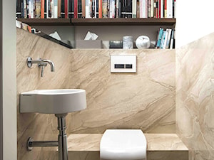 Kolorowy apartament z tarasem - Mała z marmurową podłogą łazienka, styl nowoczesny - zdjęcie od AFormA Architektura Wnętrz