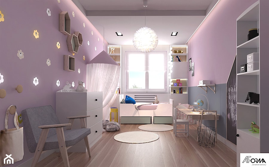 Dom pod Warszawą - Średni czarny różowy pokój dziecka dla dziecka dla nastolatka dla dziewczynki, styl nowoczesny - zdjęcie od AFormA Architektura Wnętrz
