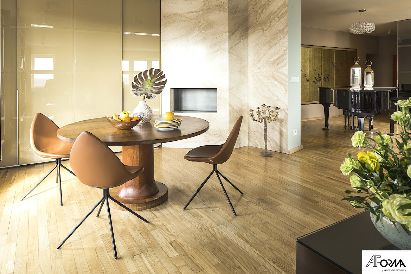 Kolorowy apartament z tarasem - Średnia beżowa jadalnia jako osobne pomieszczenie, styl nowoczesny - zdjęcie od AFormA Architektura Wnętrz - Homebook