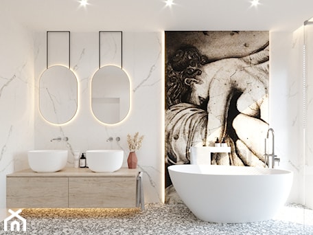 Aranżacje wnętrz - Łazienka: Dwie łazienki w domu jednorodzinnym - Łazienka, styl minimalistyczny - kaim.work. Przeglądaj, dodawaj i zapisuj najlepsze zdjęcia, pomysły i inspiracje designerskie. W bazie mamy już prawie milion fotografii!