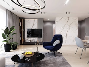Wygodny apartament dla rodziny 2+2 - Średni biały szary salon z jadalnią, styl nowoczesny - zdjęcie od kaim.work