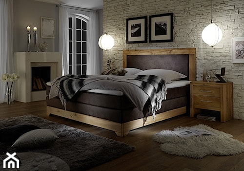 Dębowe łóżko kontynentalne - zdjęcie od MHL MEBLE