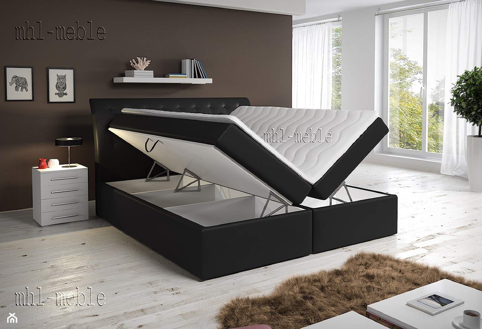 Roka - łóżko kontynentalne z pikowanym zagłowiem - zdjęcie od MHL MEBLE - Homebook