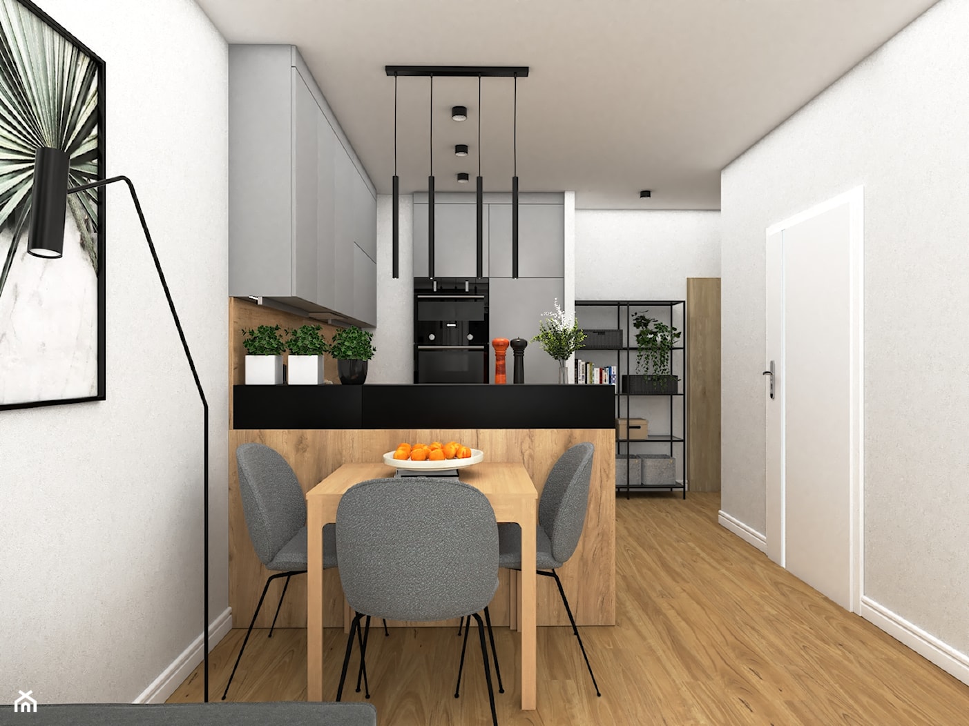 Kuchnia w dwóch wersjach w małym mieszkanku - Średnia otwarta beżowa biała z zabudowaną lodówką kuchnia w kształcie litery u, styl nowoczesny - zdjęcie od VINSO Projektowanie Wnętrz - Homebook