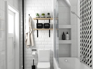 Mieszkanie w Krakowie - Mała szara łazienka w bloku w domu jednorodzinnym bez okna, styl skandynaws ... - zdjęcie od VINSO Projektowanie Wnętrz