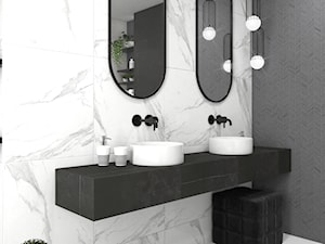 Minimalistyczna łazienka z zieloną ścianą - Łazienka - zdjęcie od VINSO Projektowanie Wnętrz