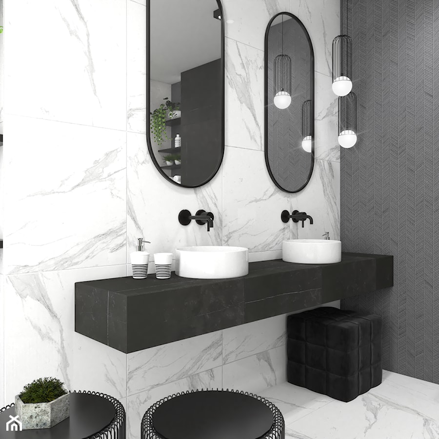 Minimalistyczna łazienka z zieloną ścianą - Łazienka - zdjęcie od VINSO Projektowanie Wnętrz