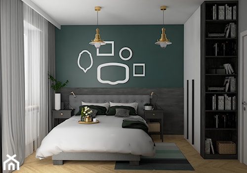 Mieszkanie na wynajem w Krakowie - inwestycja Pianissimo - Średnia szara zielona sypialnia, styl nowoczesny - zdjęcie od VINSO Projektowanie Wnętrz