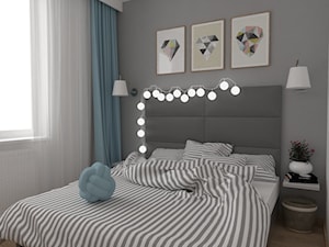 Mieszkanie 50 m2 w Krakowie - Mała szara sypialnia - zdjęcie od VINSO Projektowanie Wnętrz