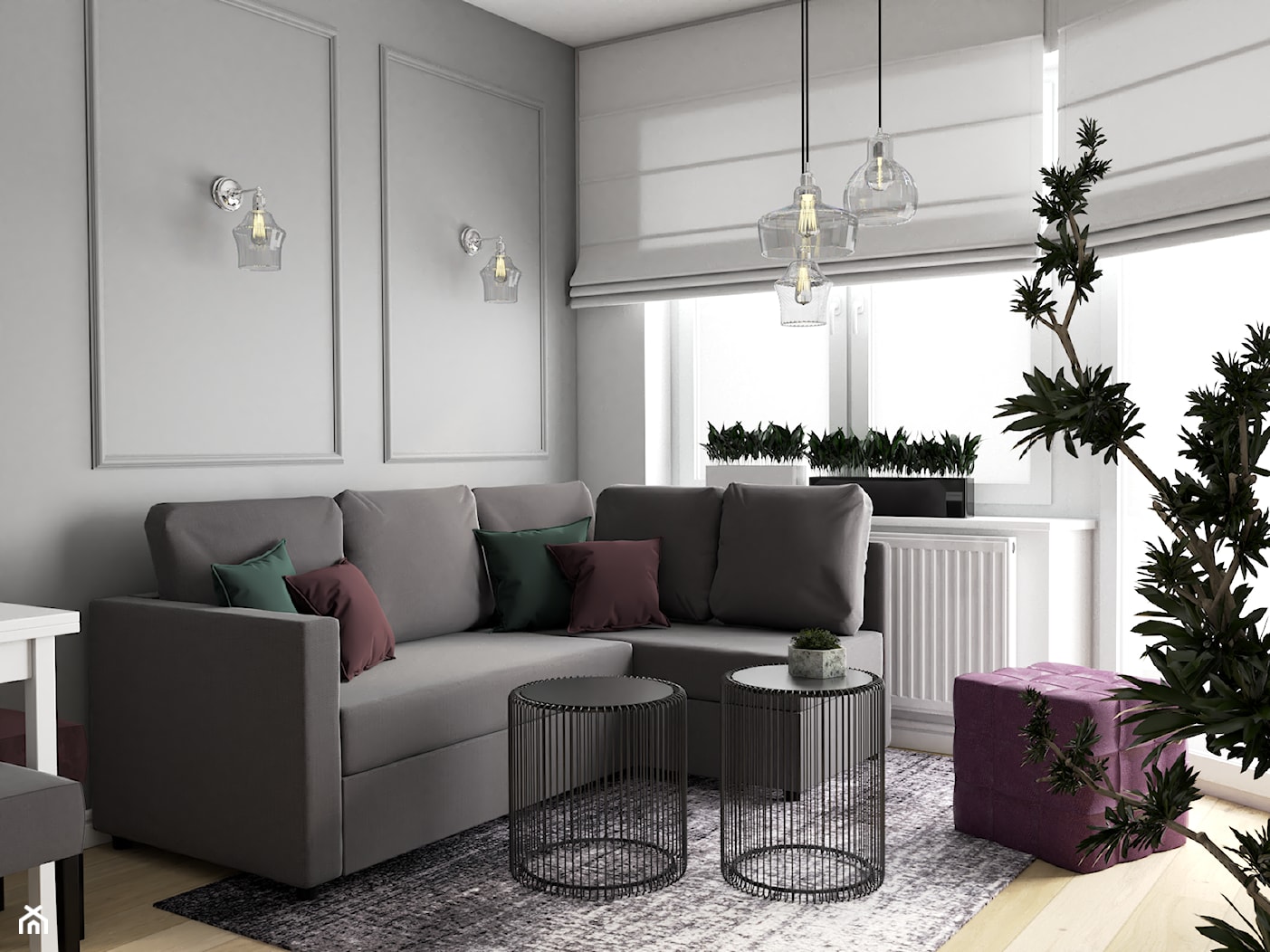 Kobiece mieszkanie z fioletowym akcentem - Salon, styl glamour - zdjęcie od VINSO Projektowanie Wnętrz - Homebook