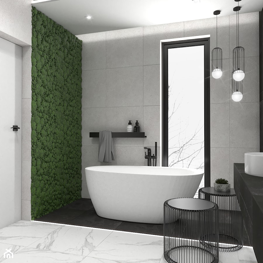 Minimalistyczna łazienka z zieloną ścianą - Łazienka, styl minimalistyczny - zdjęcie od VINSO Projektowanie Wnętrz