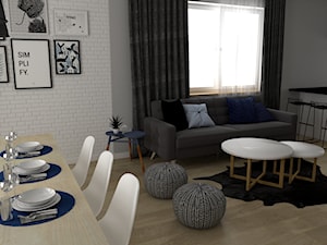Dom w stylu skandynawskim w Luborzycy - Mały szary salon z jadalnią, styl skandynawski - zdjęcie od VINSO Projektowanie Wnętrz