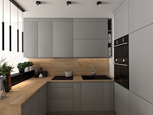 Kuchnia w dwóch wersjach w małym mieszkanku - Średnia z zabudowaną lodówką kuchnia w kształcie liter ... - zdjęcie od VINSO Projektowanie Wnętrz
