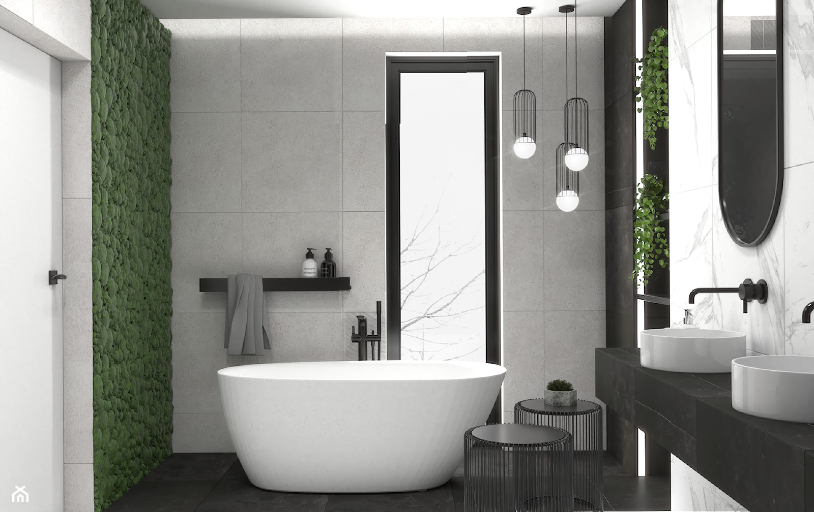 Minimalistyczna łazienka z zieloną ścianą - Łazienka, styl minimalistyczny - zdjęcie od VINSO Projektowanie Wnętrz - Homebook