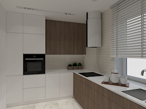 Dom pod Tarnowem - Średnia otwarta biała kuchnia w kształcie litery l z oknem, styl nowoczesny - zdjęcie od VINSO Projektowanie Wnętrz