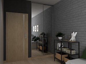 Mieszkanie na wynajem w Krakowie - Średnia czarna szara sypialnia, styl industrialny - zdjęcie od VINSO Projektowanie Wnętrz