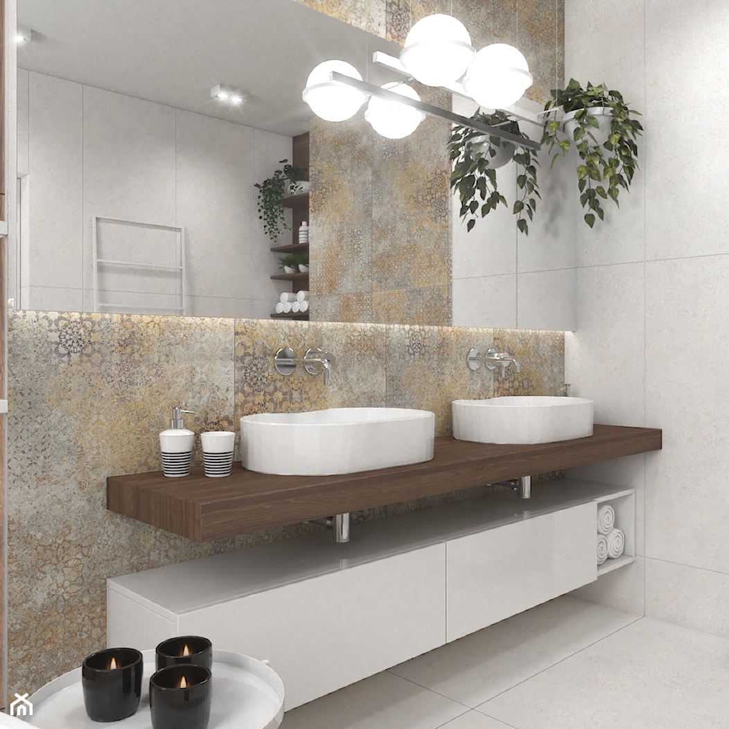 Nowoczesna łazienka z zieloną ścianą - Łazienka, styl nowoczesny - zdjęcie od VINSO Projektowanie Wnętrz - Homebook