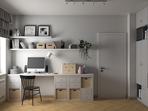 Mieszkanie na wynajem w Krakowie - inwestycja Pianissimo - Średnia szara z biurkiem sypialnia, styl ... - zdjęcie od VINSO Projektowanie Wnętrz