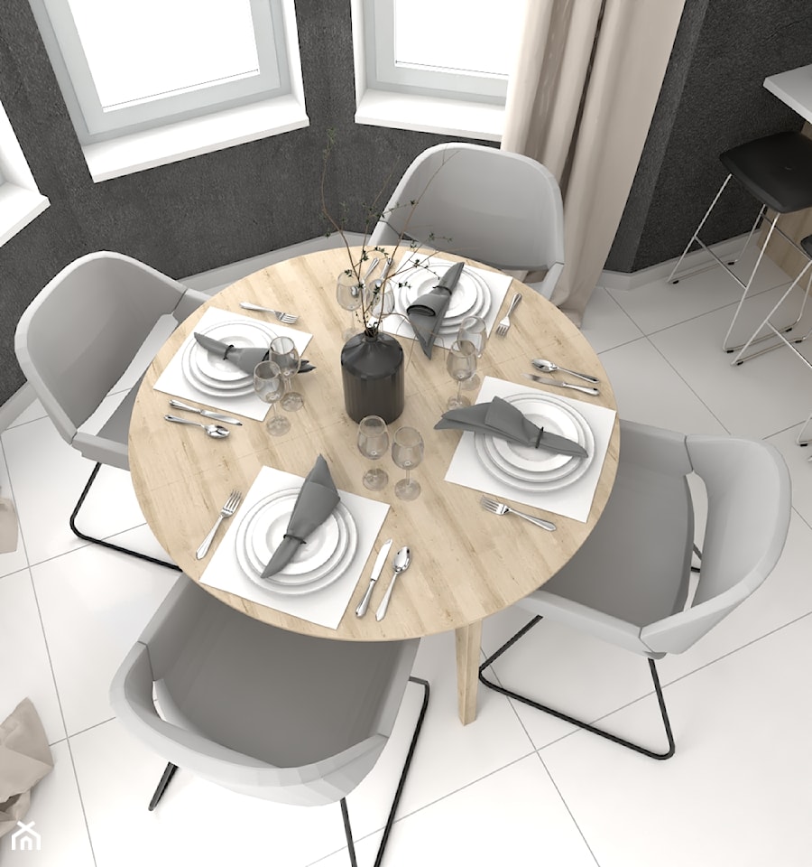 Dom w Woli Rzędzińskiej - Średnia czarna jadalnia w kuchni, styl nowoczesny - zdjęcie od VINSO Projektowanie Wnętrz