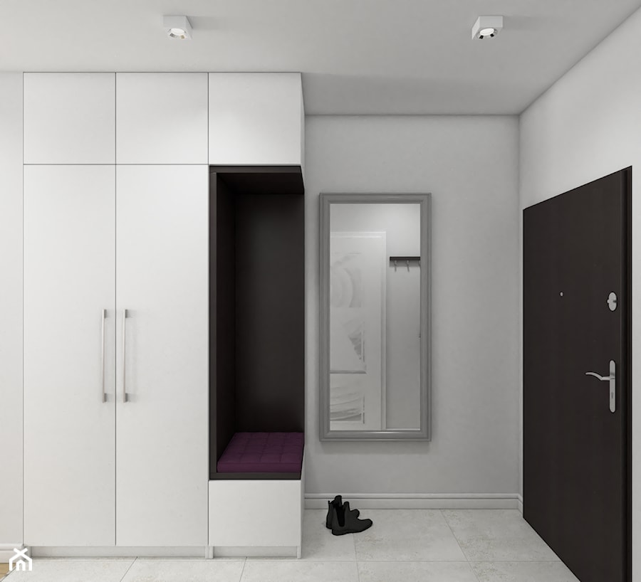 Kobiece mieszkanie z fioletowym akcentem - Hol / przedpokój, styl glamour - zdjęcie od VINSO Projektowanie Wnętrz