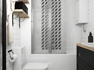Mieszkanie w Krakowie - Średnia biała łazienka w bloku w domu jednorodzinnym bez okna, styl skandyn ... - zdjęcie od VINSO Projektowanie Wnętrz
