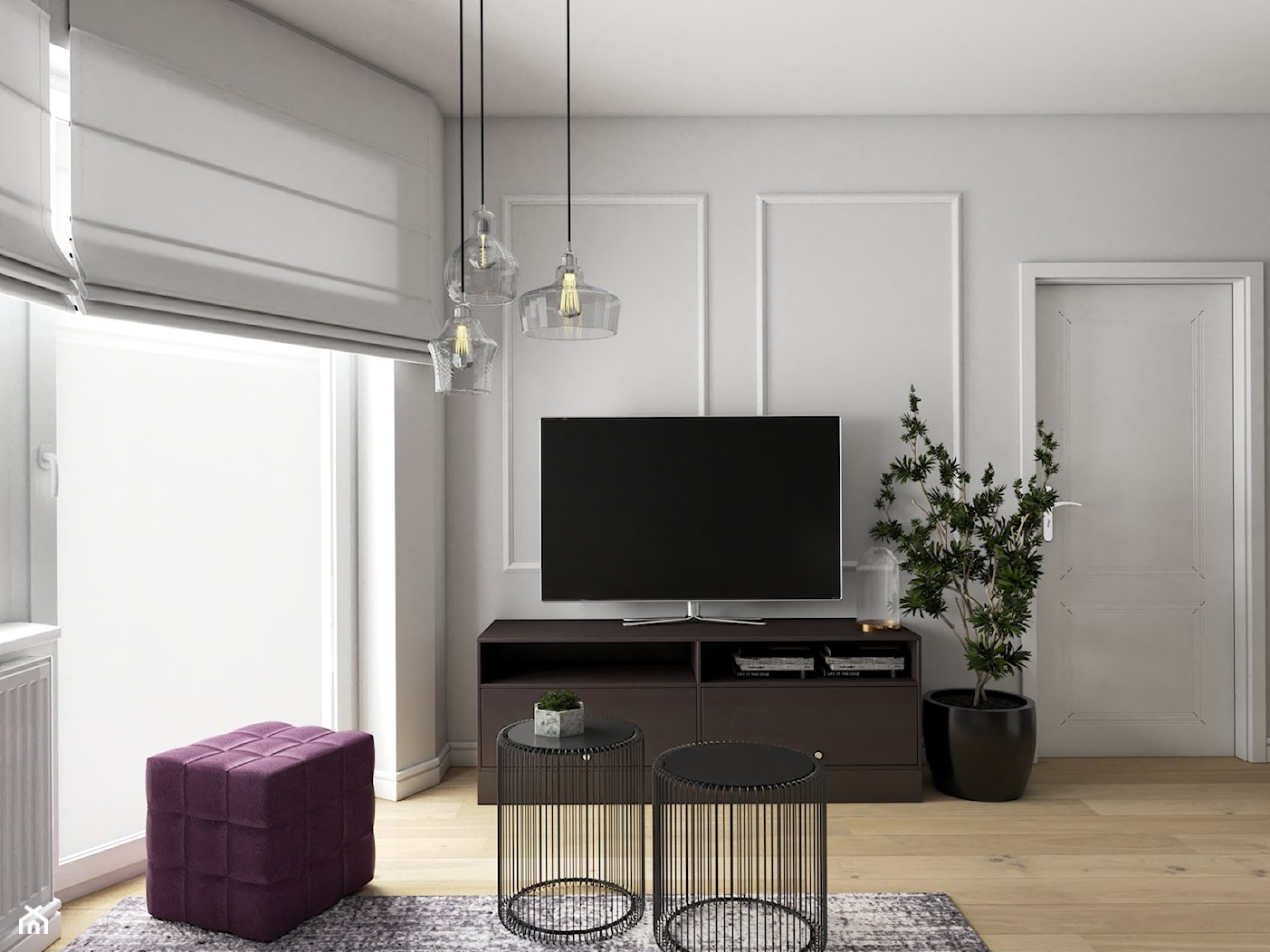 Kobiece mieszkanie z fioletowym akcentem - Salon, styl glamour - zdjęcie od VINSO Projektowanie Wnętrz - Homebook