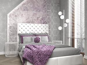 Różowy pokój dla 10 latki - Mały szary fioletowy pokój dziecka dla nastolatka dla dziewczynki, styl ... - zdjęcie od VINSO Projektowanie Wnętrz