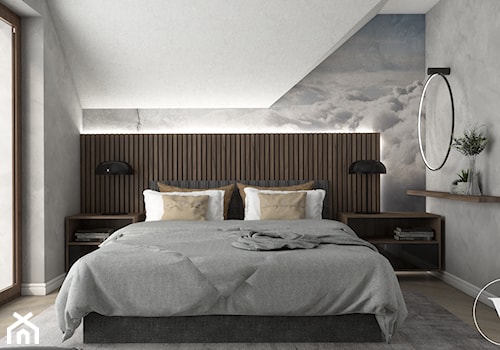 Elegancka sypialnia w 2 wersjach - Średnia biała szara sypialnia z balkonem / tarasem, styl nowoczesny - zdjęcie od VINSO Projektowanie Wnętrz