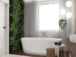 Nowoczesna łazienka z zieloną ścianą