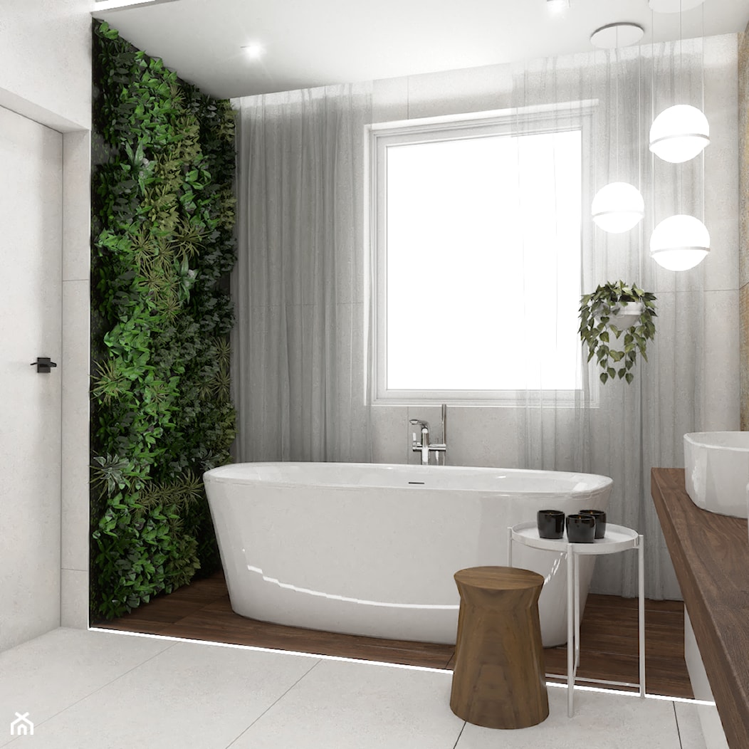 Nowoczesna łazienka z zieloną ścianą - Łazienka, styl nowoczesny - zdjęcie od VINSO Projektowanie Wnętrz - Homebook