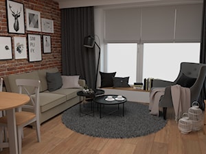 Salon z ceglaną ścianą w wersji klasycznej - zdjęcie od VINSO Projektowanie Wnętrz