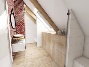 Aranżacja wnętrza domu w Konarzynkach - Średnia na poddaszu łazienka z oknem, styl vintage - zdjęcie od Szlachta Pracownia Projektowa