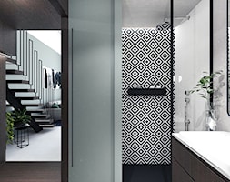 Wrocławski Szyk - Średnia bez okna z lustrem z marmurową podłogą łazienka, styl nowoczesny - zdjęcie od Szlachta Pracownia Projektowa - Homebook