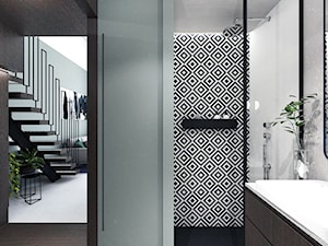 Wrocławski Szyk - Średnia bez okna z lustrem z marmurową podłogą łazienka, styl nowoczesny - zdjęcie od Szlachta Pracownia Projektowa
