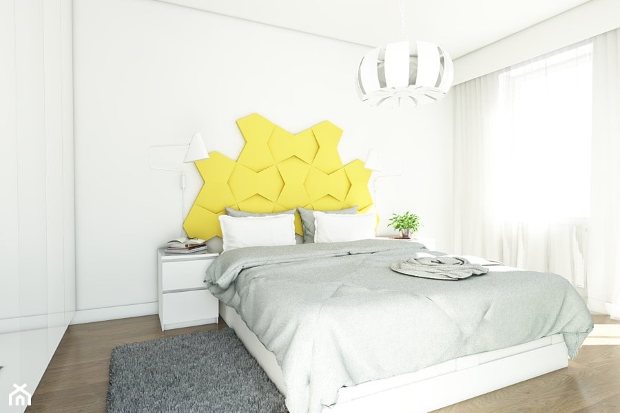 Średnia biała sypialnia, styl nowoczesny - zdjęcie od Szlachta Pracownia Projektowa