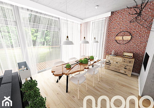 Aranżacja wnętrza domu w Konarzynkach - Duża szara jadalnia w salonie, styl skandynawski - zdjęcie od Szlachta Pracownia Projektowa